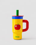 2-in-1 Insulated Glass Tumbler - Yellow/Red