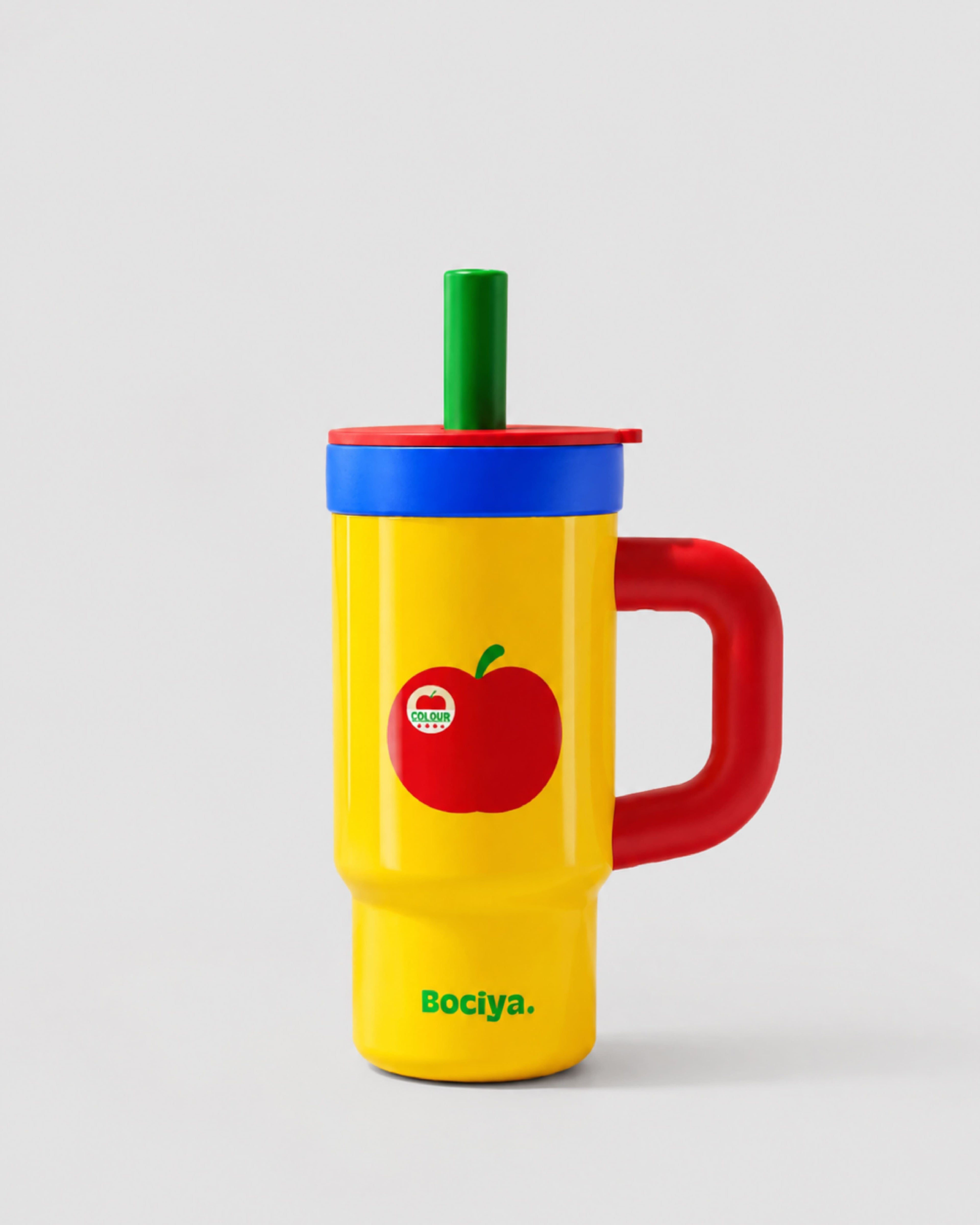 2-in-1 Insulated Glass Tumbler - Yellow/Red