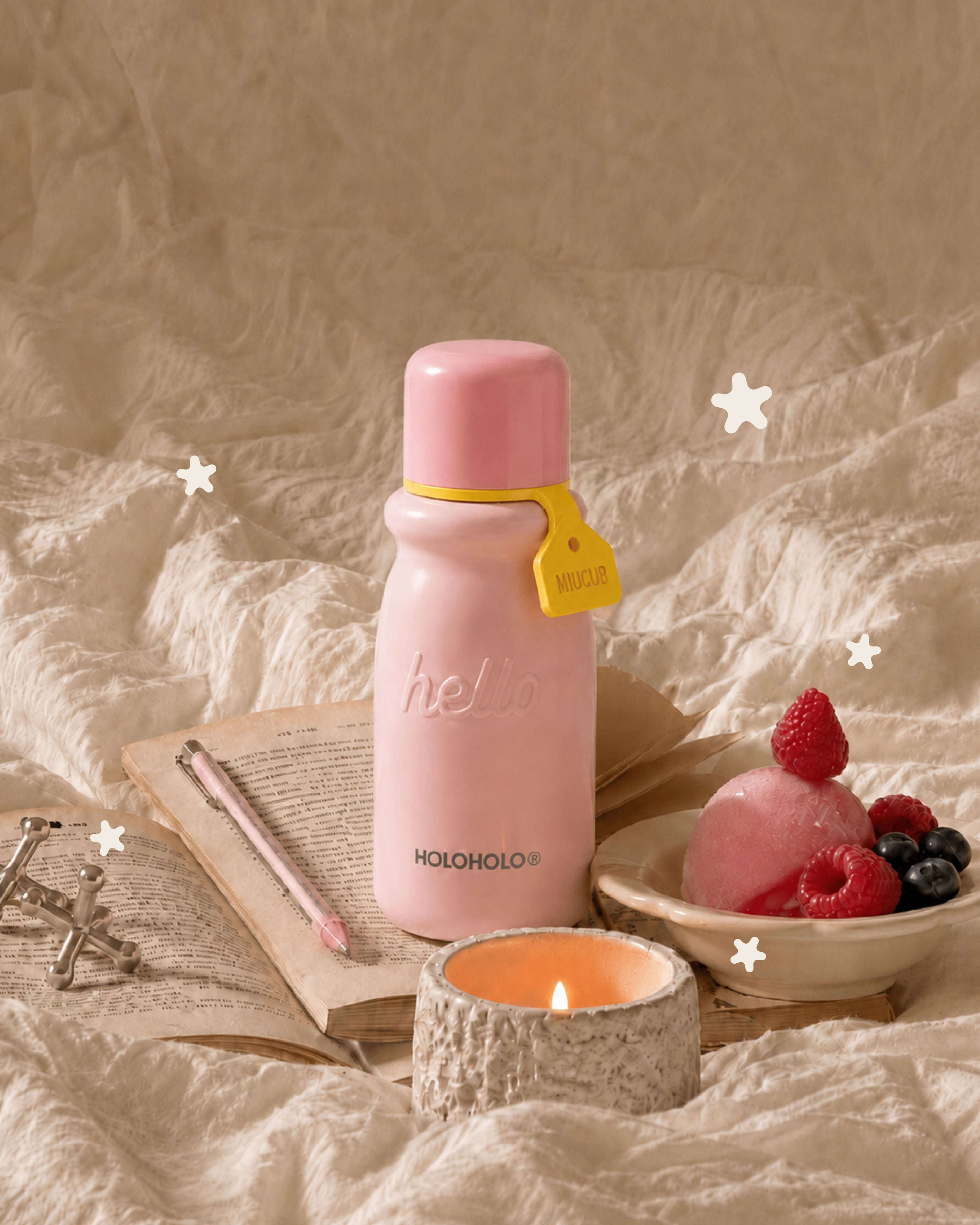 Retro Milk-Shaped Water Bottle with Tea Filter – Berry Pink
