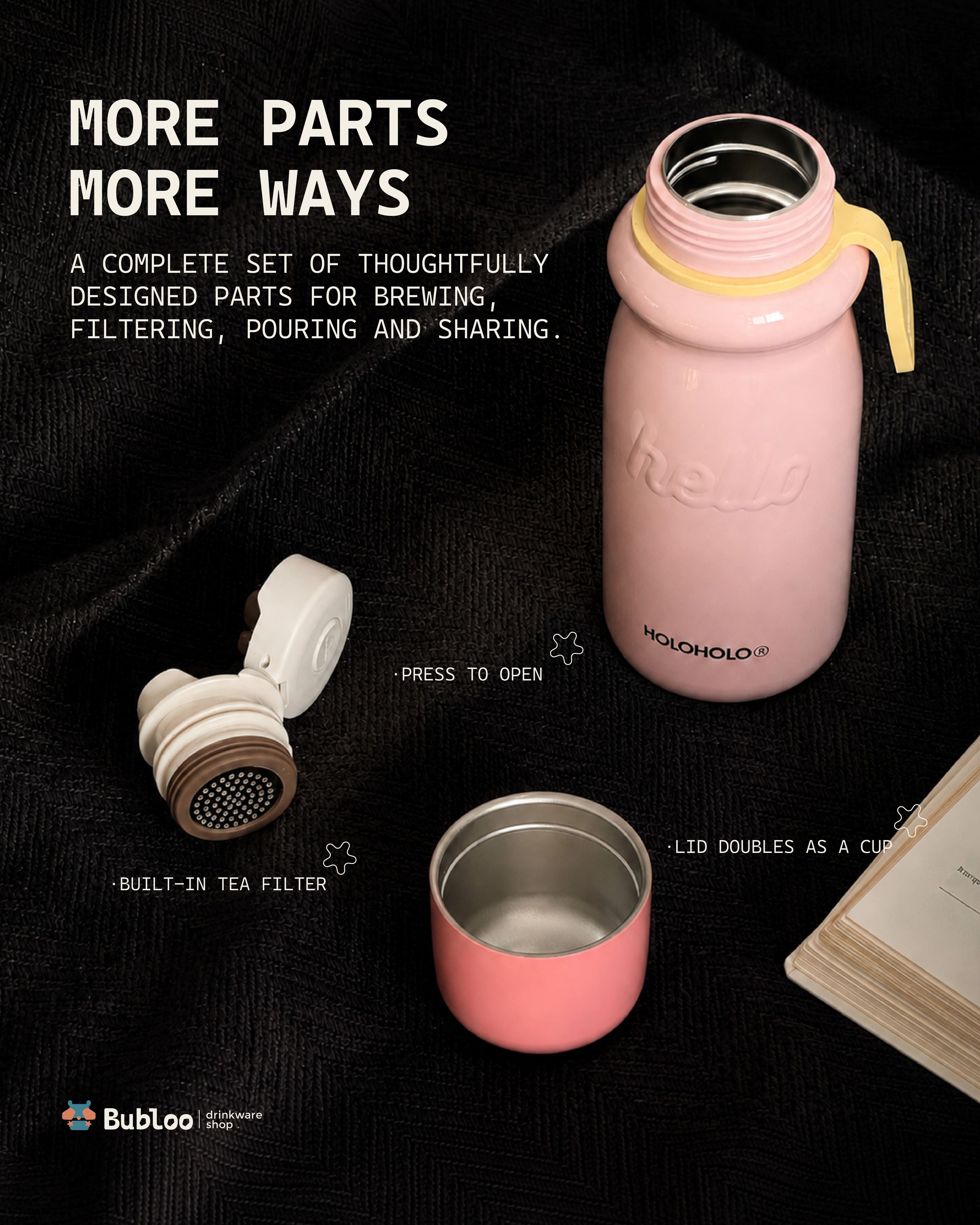 Retro Milk-Shaped Water Bottle with Tea Filter – Berry Pink