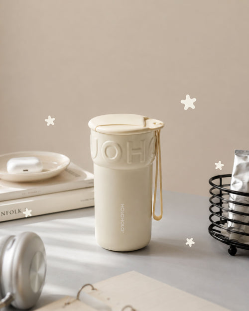 Ice Cream Cone Ceramic Travel Mug - Cream White