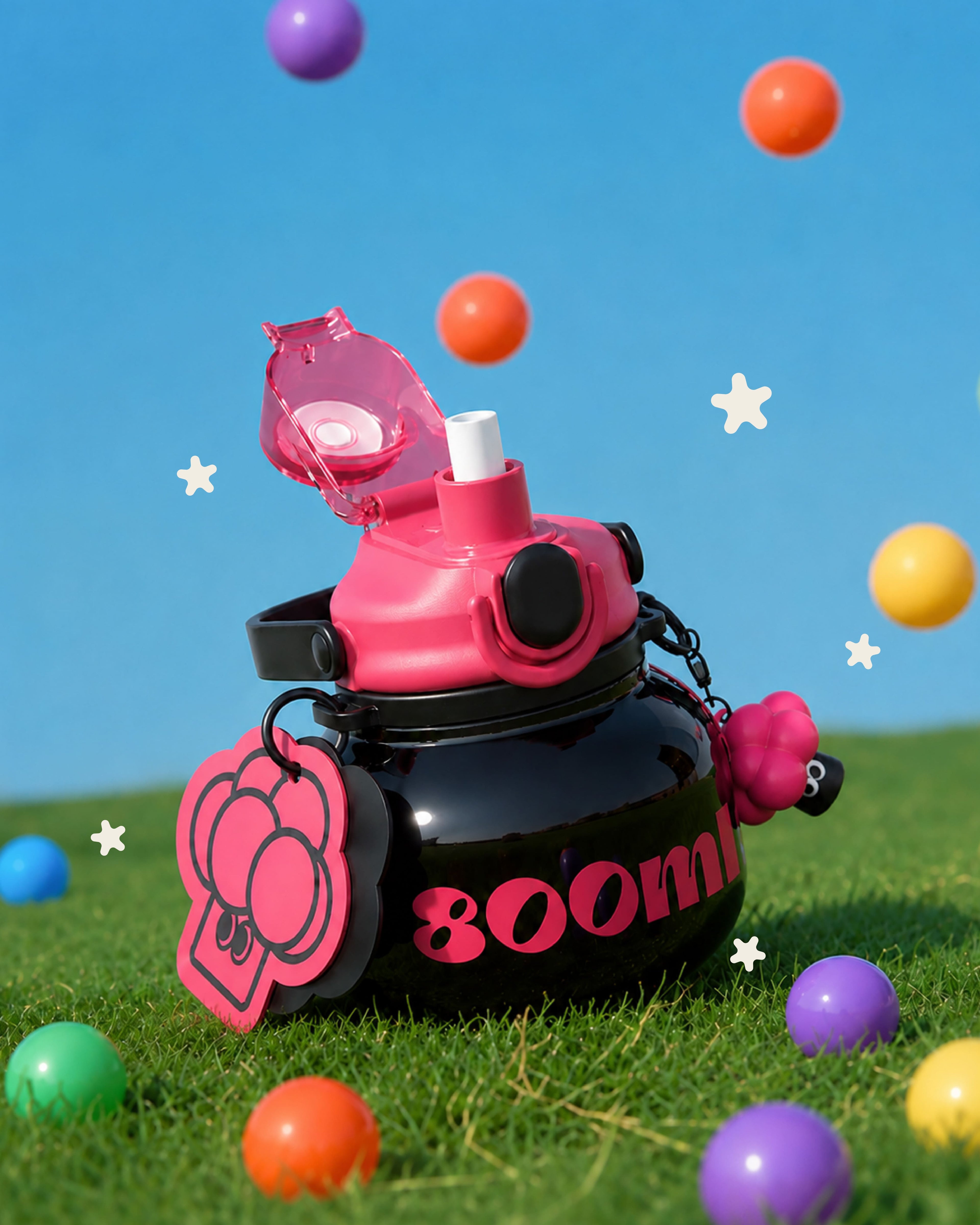 Bomb Insulated Water Bottle – Black/Pink
