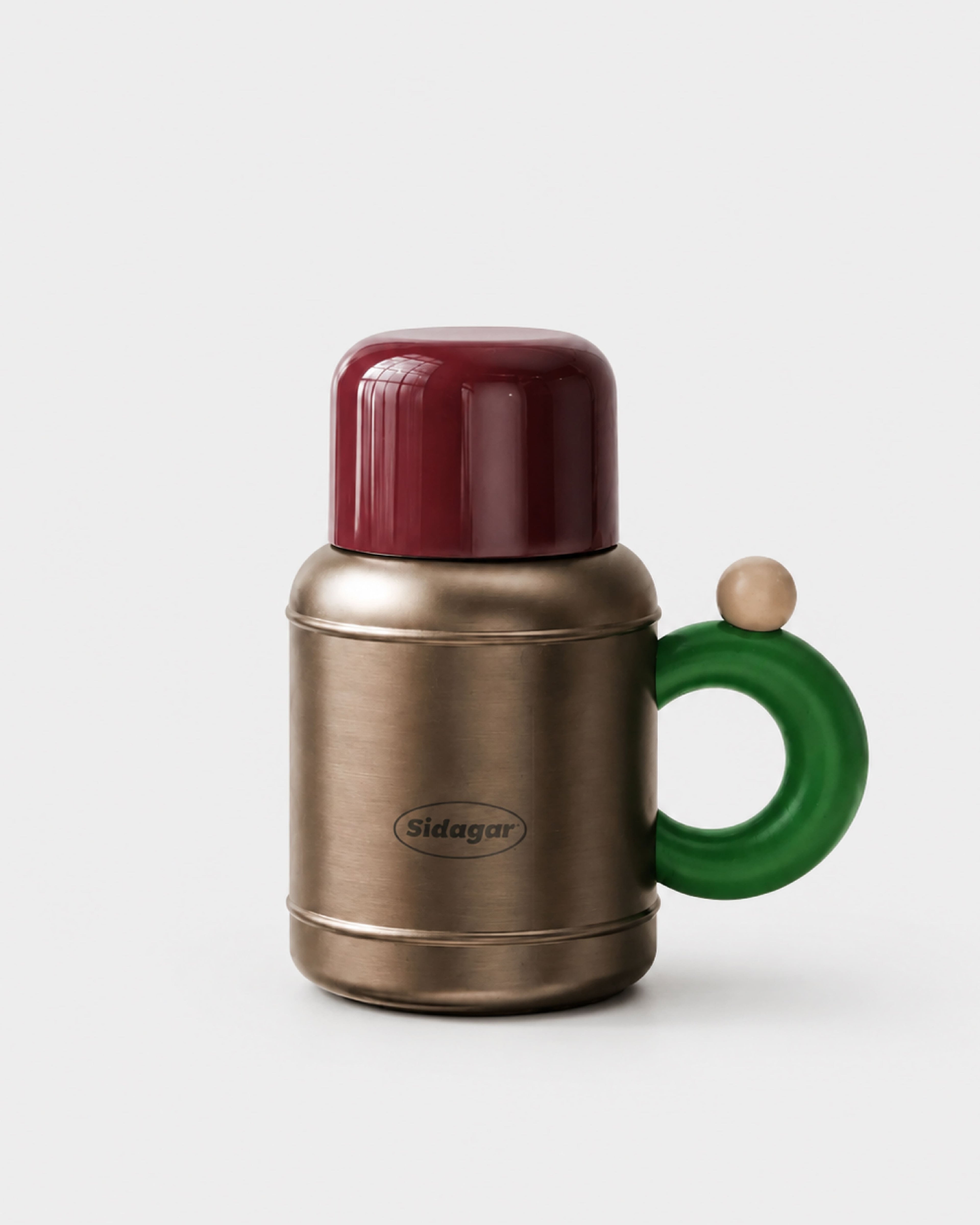 Retro Travel Mug with Straw Cap - Bronze