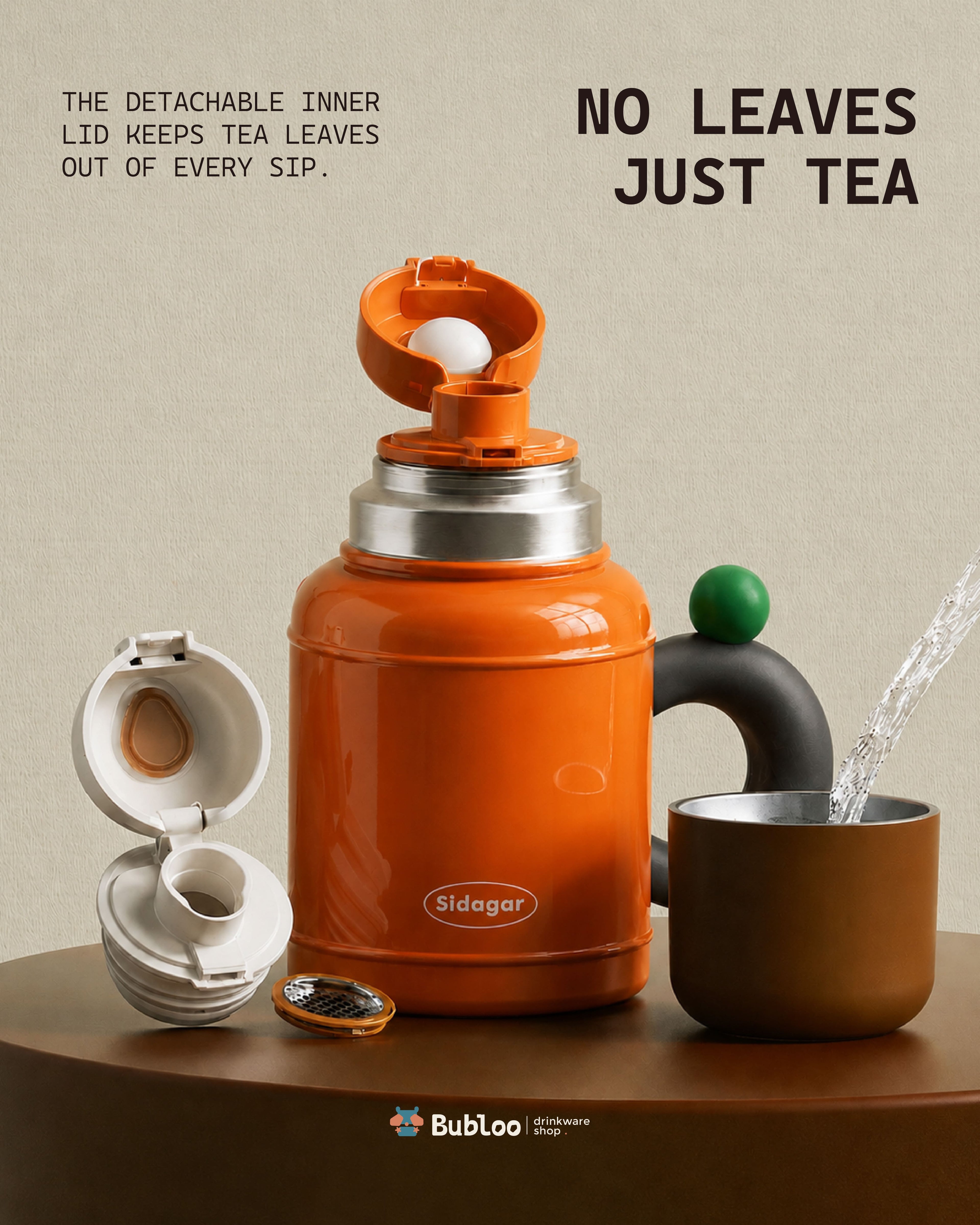 Retro Travel Mug with Straw Cap - Blue/Orange