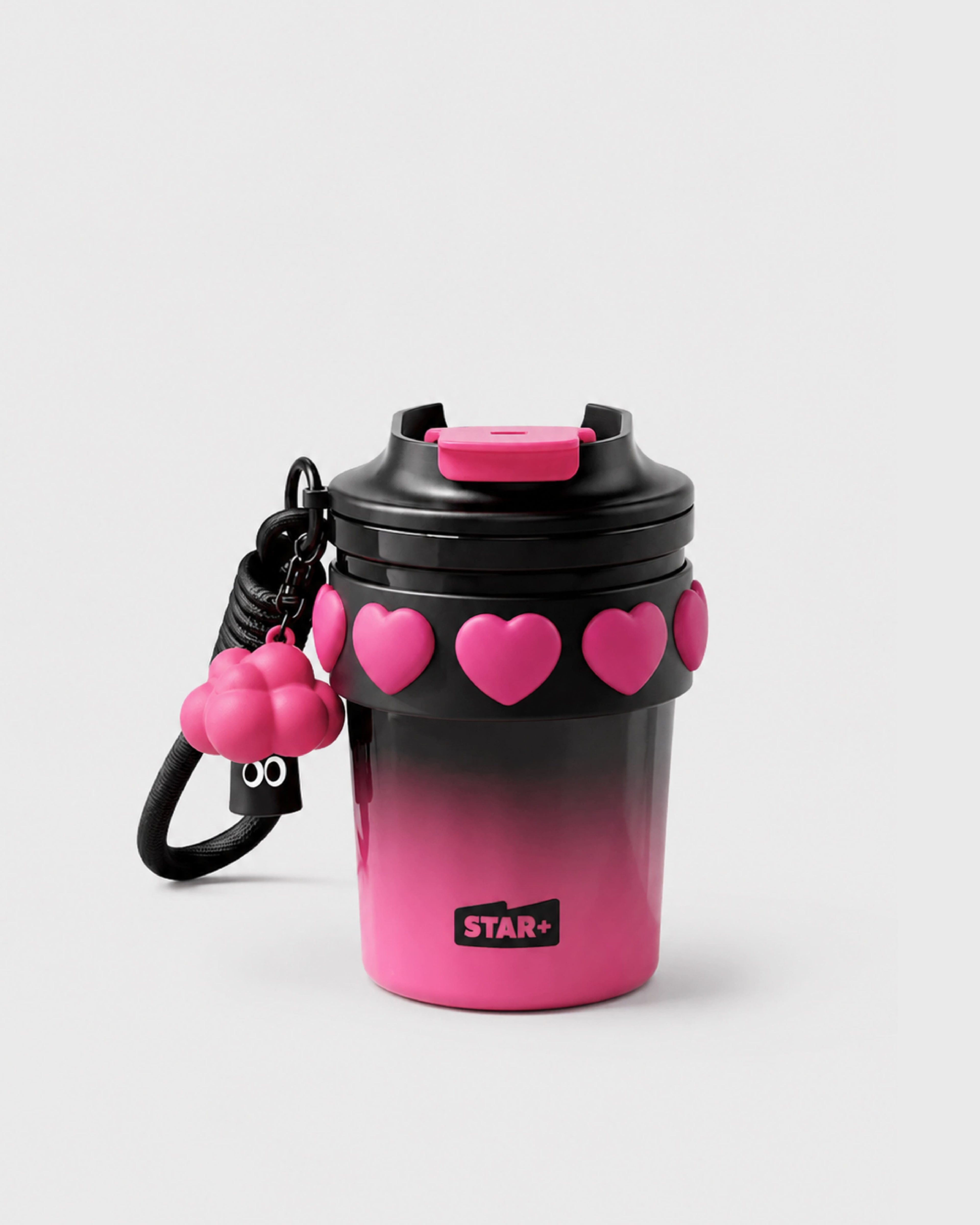 Pink Star Insulated Travel Mug – Black/Pink