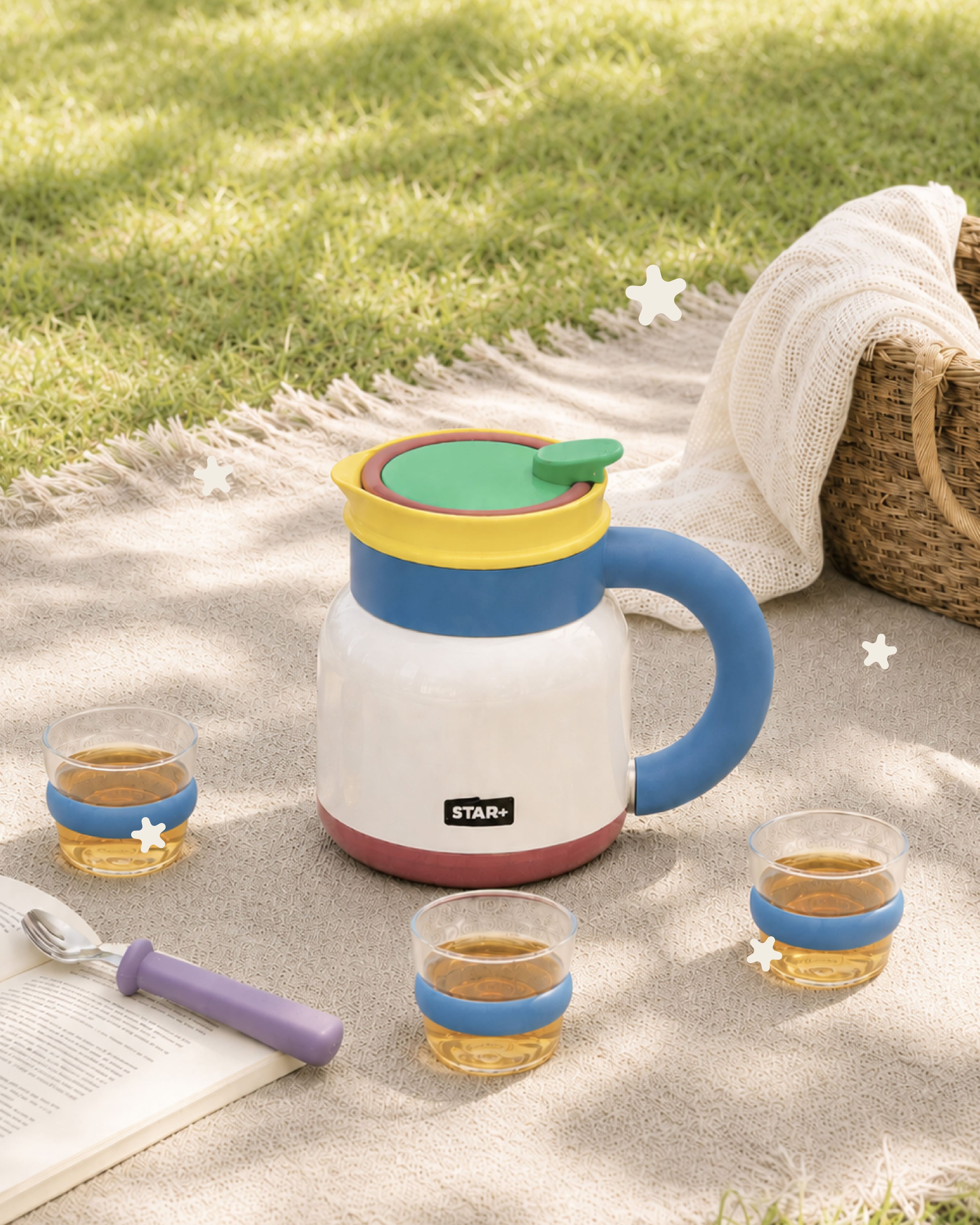 Brew Pitcher Set with Tea Filter - White/Yellow