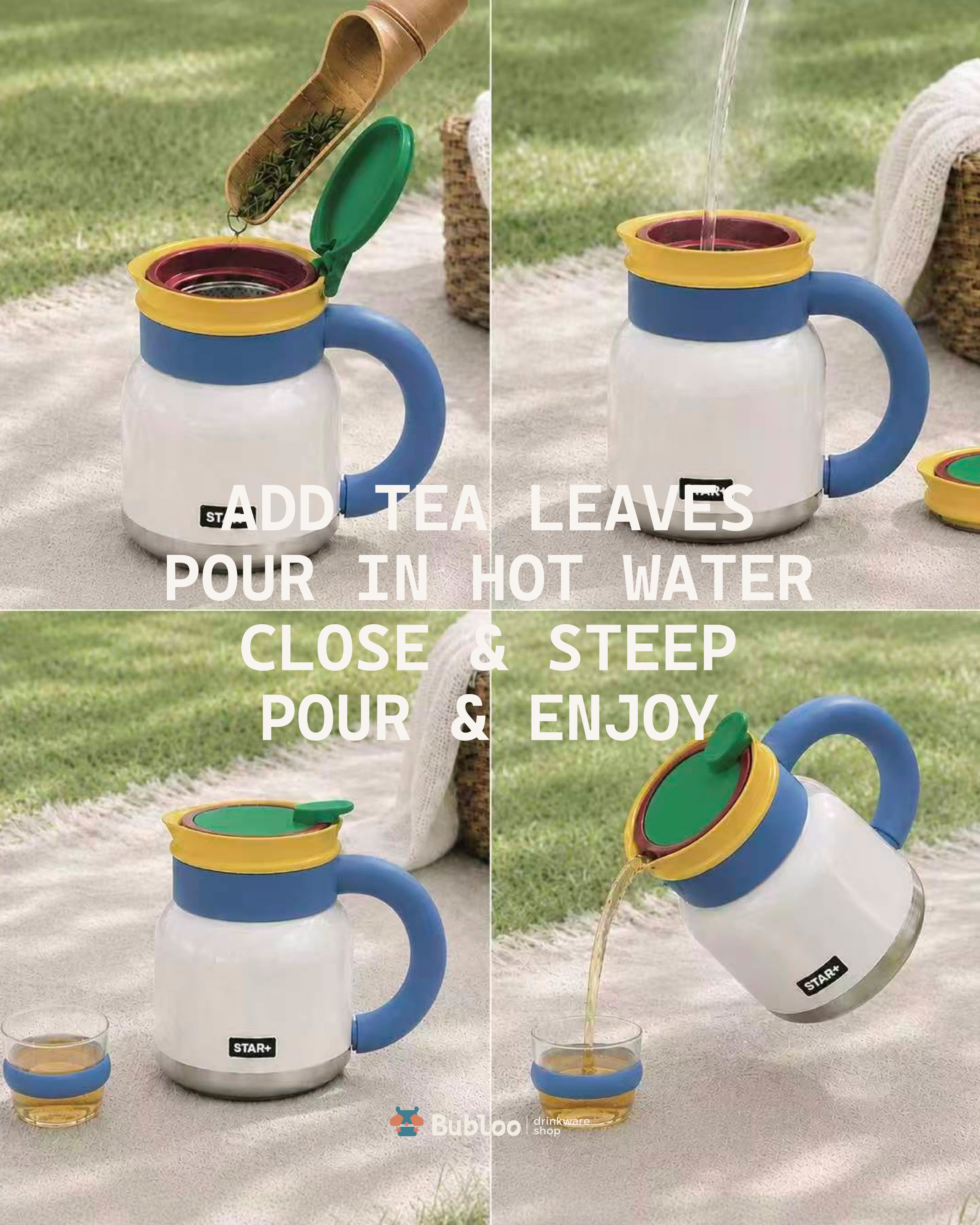 Brew Pitcher Set with Tea Filter - White/Yellow